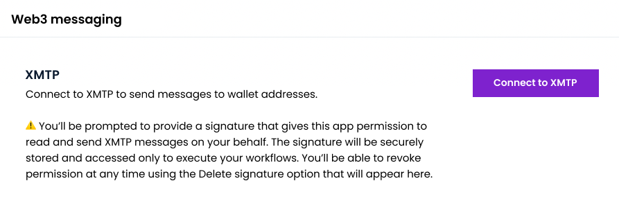 Signature storage disclosure before connection